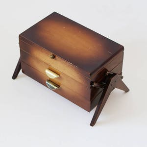 Vintage sewing box, tailor sewing box, wooden tabletop sewing box, swing box, jewelry chest, gift