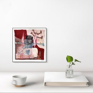 arte contemporanea, collage artistico 25 x 25 cm, collage su carta, tecnica mista, arte astratta, arte collage, arte originale, regalo di inaugurazione della casa