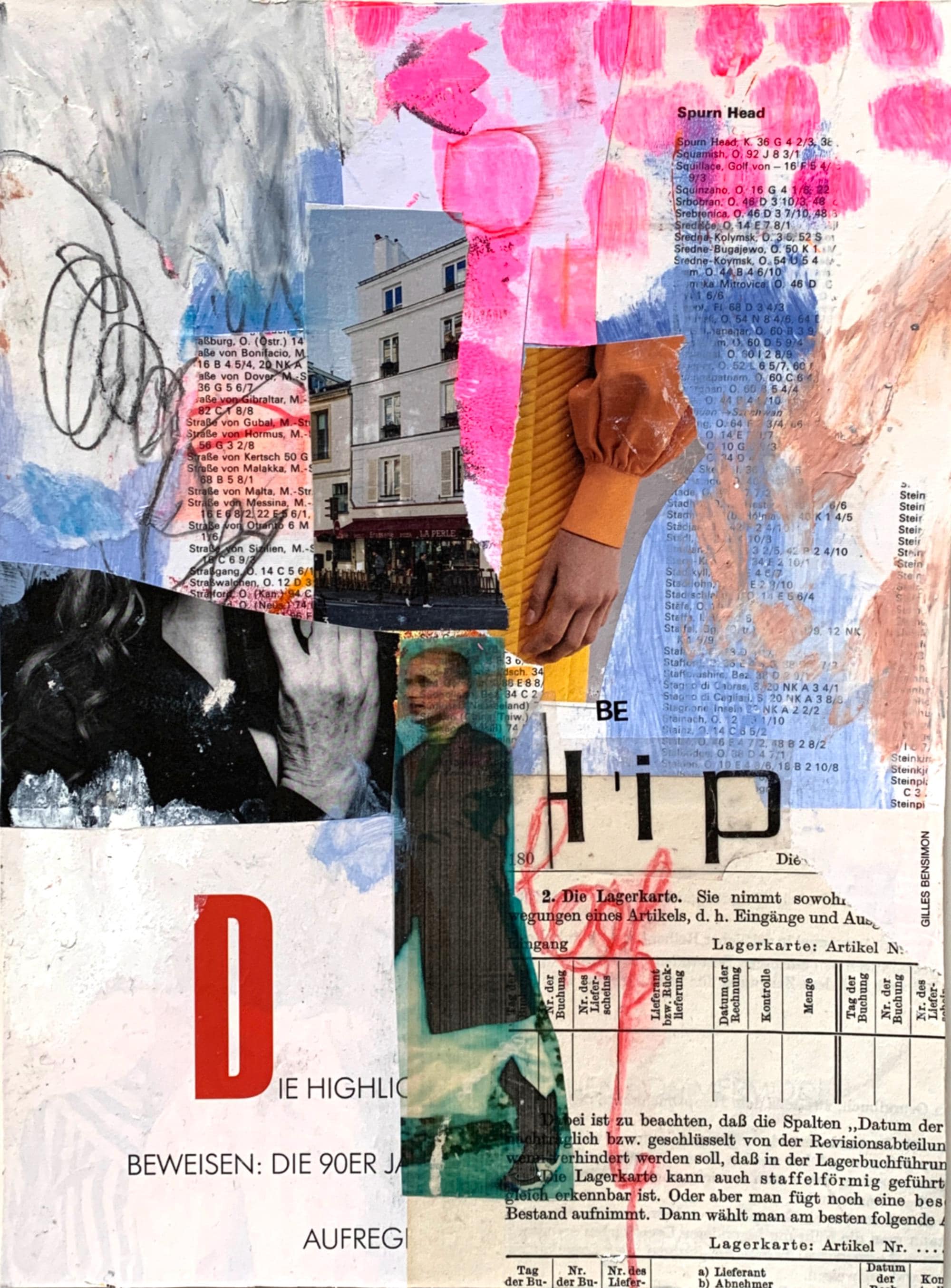 Collage, Original Collagart, Mixed Media Wall Art on Solid