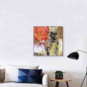 original ART work, abstract art on canvas, 50 x 50 cm, painting, collage art, mixed media art, art for your home, mural, art gift