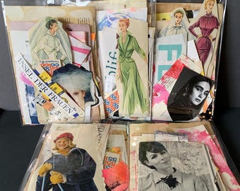 Vintage collagepapierpakket, scrapbooking-ephemera-set, junk journal-kit, mixed media-papierpakket, collagemateriaal