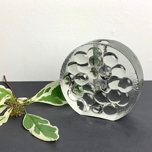 Solifleur vase, heavy glass vase, glass vase with bubbles decor West Germany 1960s 70s, vintage, branch vase, glass vase Op Art home decor,