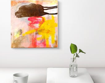 abstract picture, abstract art on canvas, 30 x 30 cm, mixed media art, modern art, acrylic painting, painting, interior design wall decoration