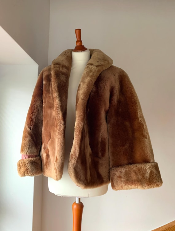 vintage Jacke aus Kunstfell, Teddyfelljacke, Swingjacke, Marke "Guild-Craft The Orchid Shop, Größe S/M, original aus Amerika