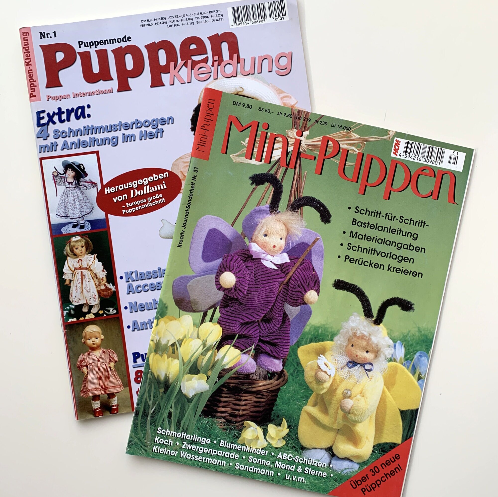 2 Zeitschriften, Puppen Kleidung und Mini Puppen zum Selbermachen