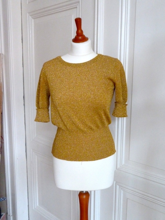 Paco Rabanne Lurex Pullover, Kurzarmpulli, knit sw