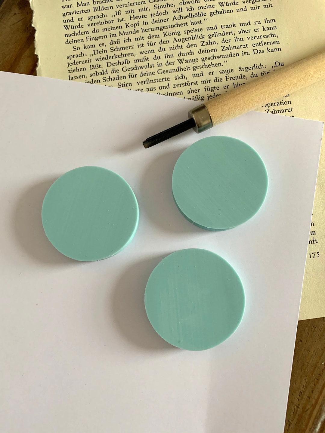 3 Round Rubber Stamps 4 Cm Design Your Own Stamp Carve Your Etsy