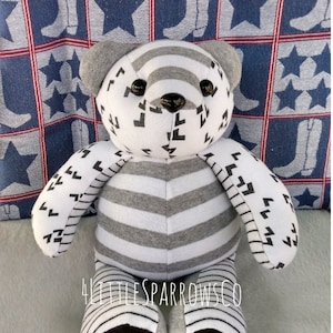 Birth Weight Memory Bear: newborn baby's actual birth weight, made of baby clothes, hospital blanket, coming home outfit, sleepers