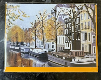 Art Greetings Cards, Amsterdam, houses, architecture, Holland, The Netherlands, canals