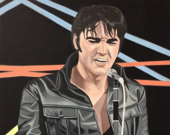Elvis Presley '68 Special Oil Painting: Rock and Roll Portrait, Framed