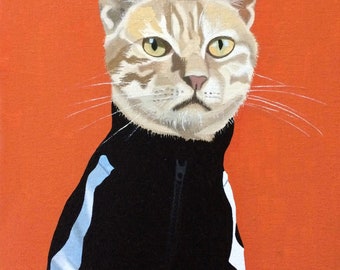 Sporty Cat, limited edition print of original oil painting