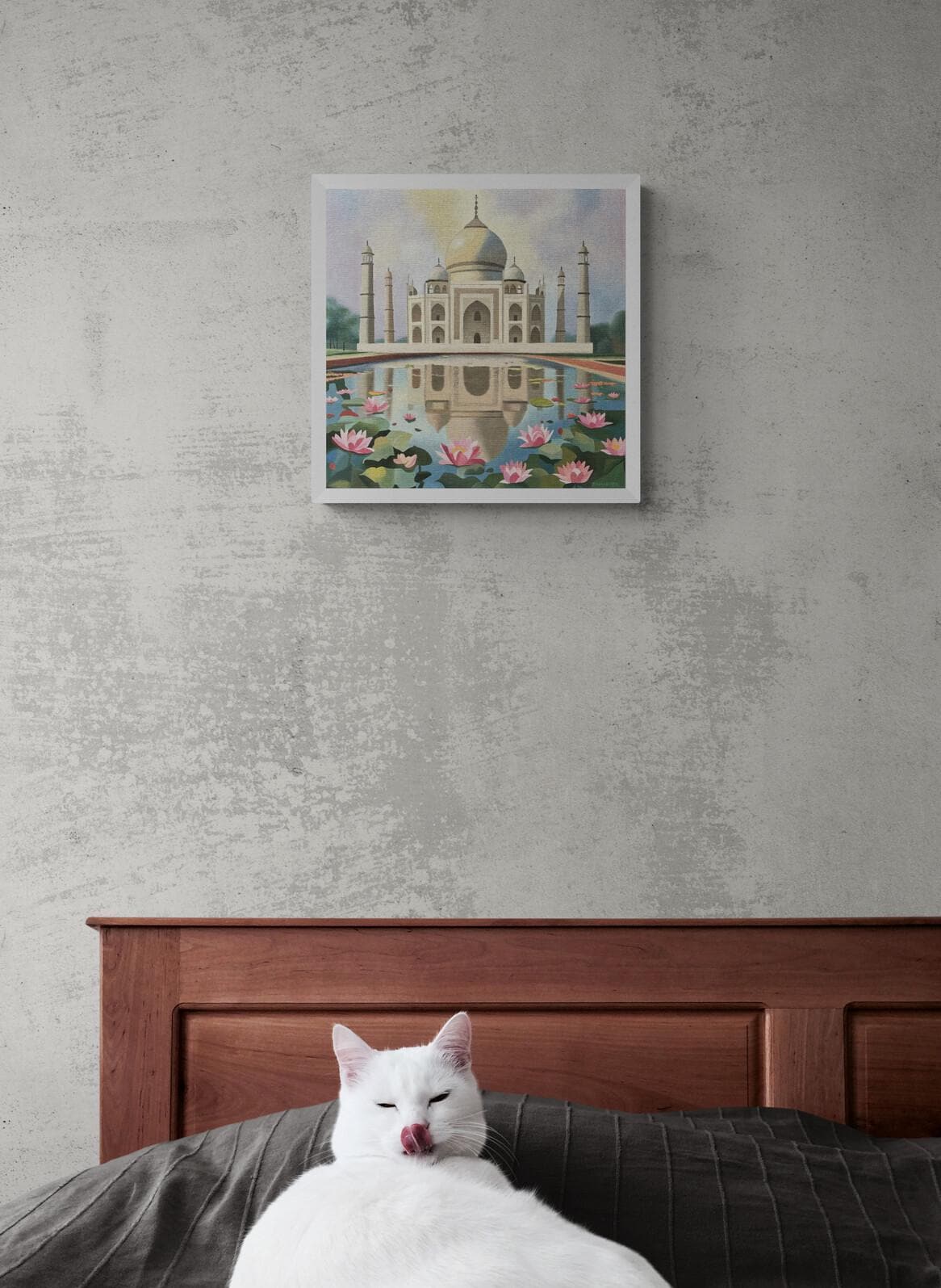 タージ・マハルのキャンバス油絵：インド、蓮の花、建築 - Etsy 日本