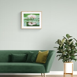 Lotus Flower, limited edition giclee print, green wall art, floral, flowers image 3