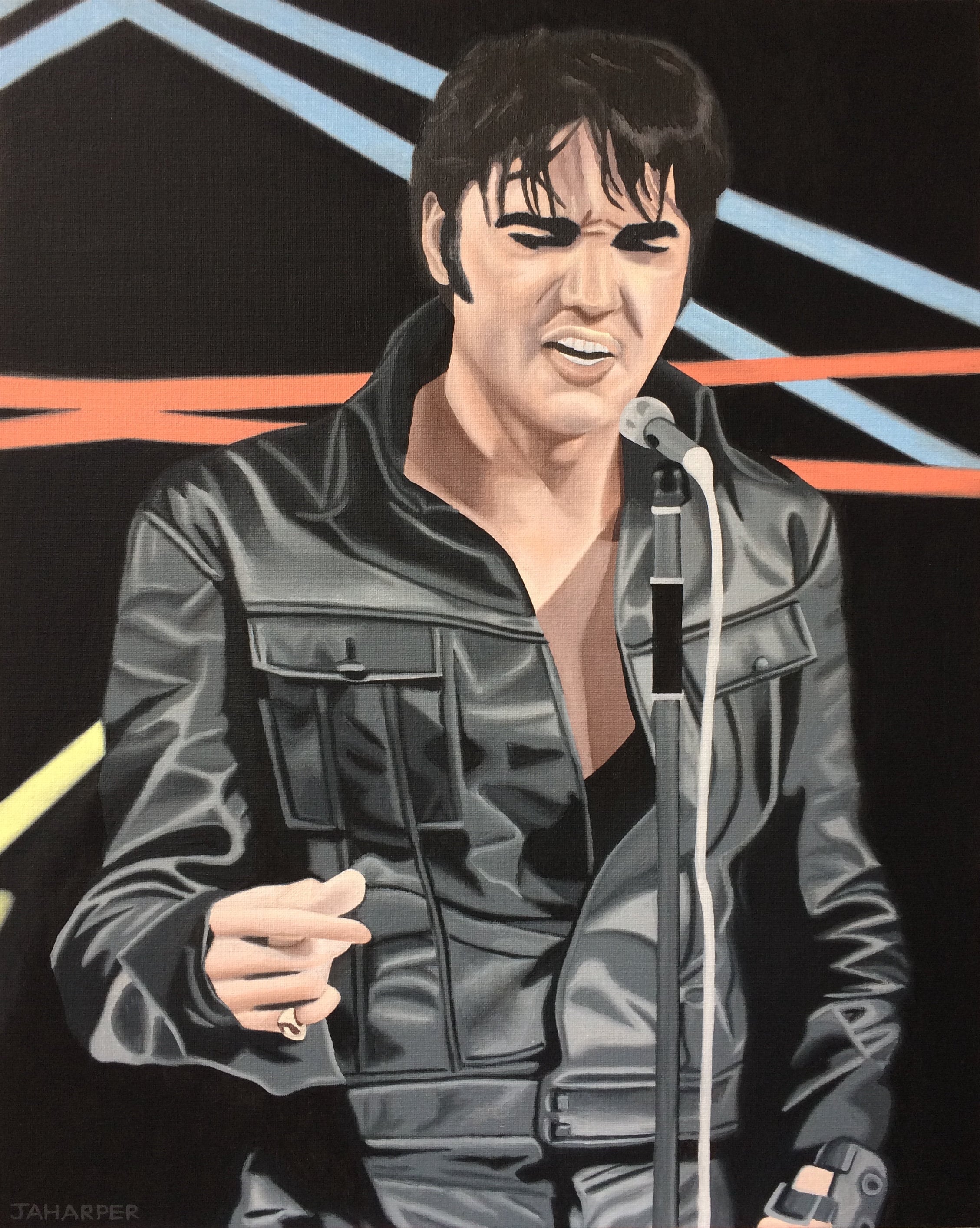 Elvis Presley '68 Special Oil Painting: Rock and Roll Portrait