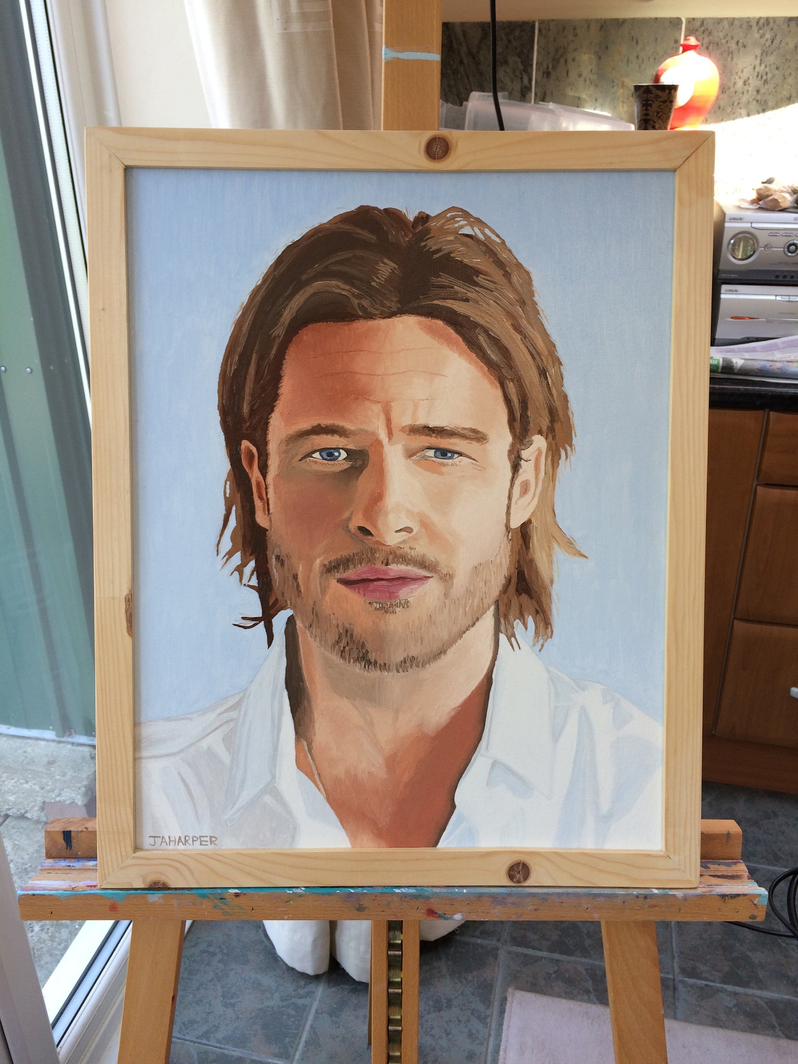 Brad Pitt Original Oil Painting Celebrity Portrait American Hollywood