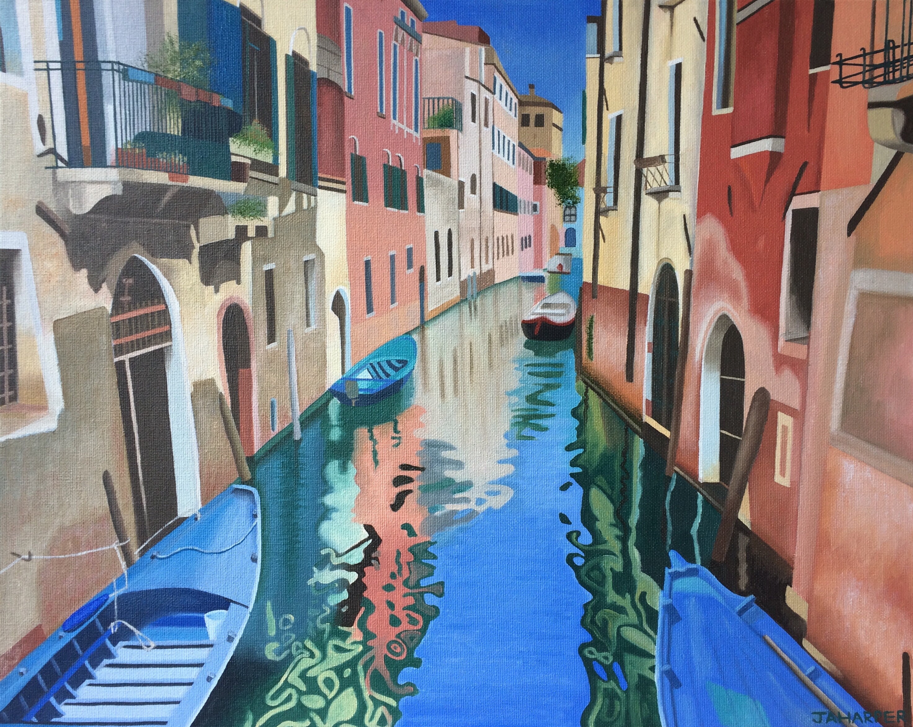 Venice canal boats original oil painting on canvas ready to Etsy