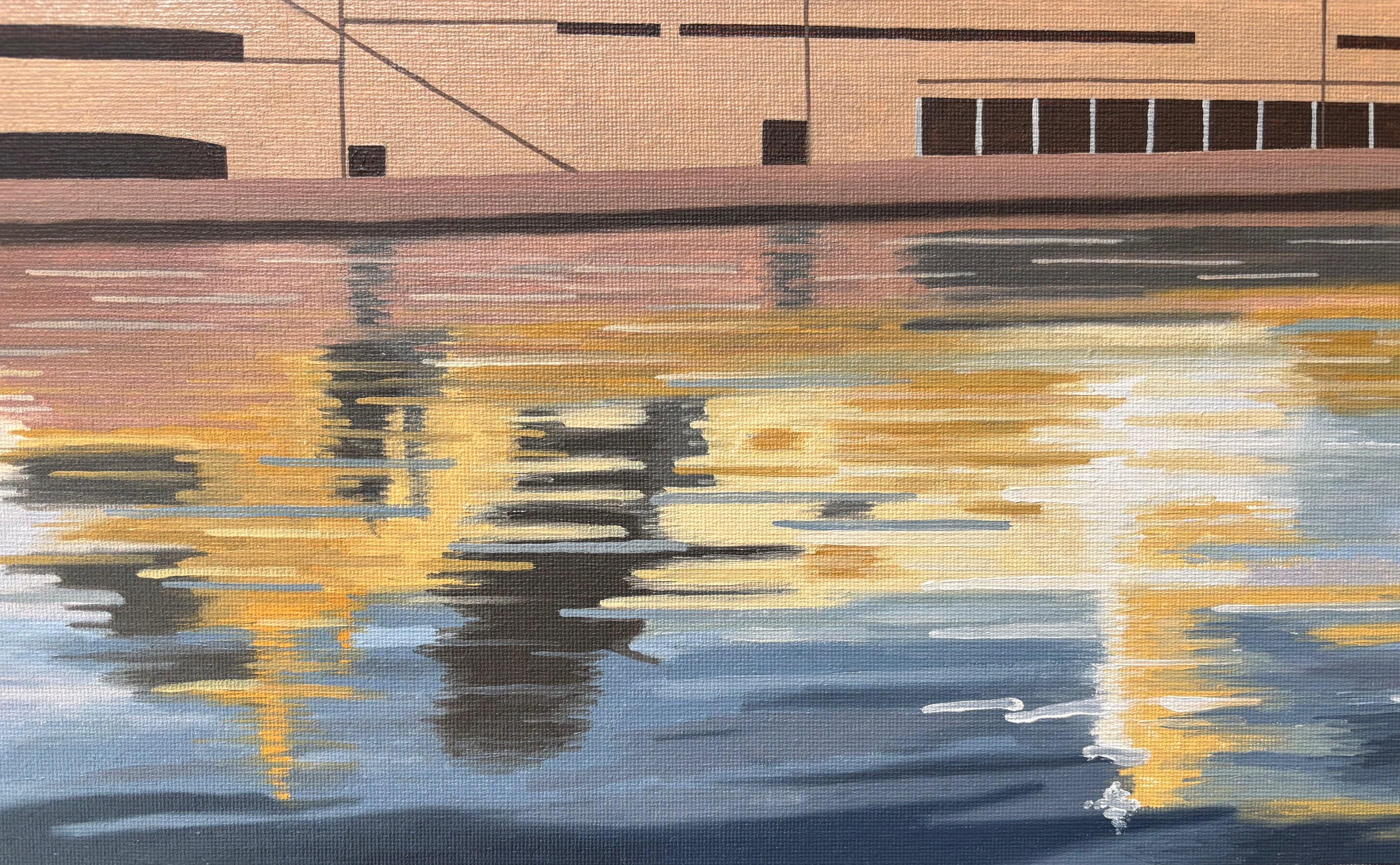 シドニー・オペラハウスの油絵：ゴールデン・ワトル、オーストラリアの