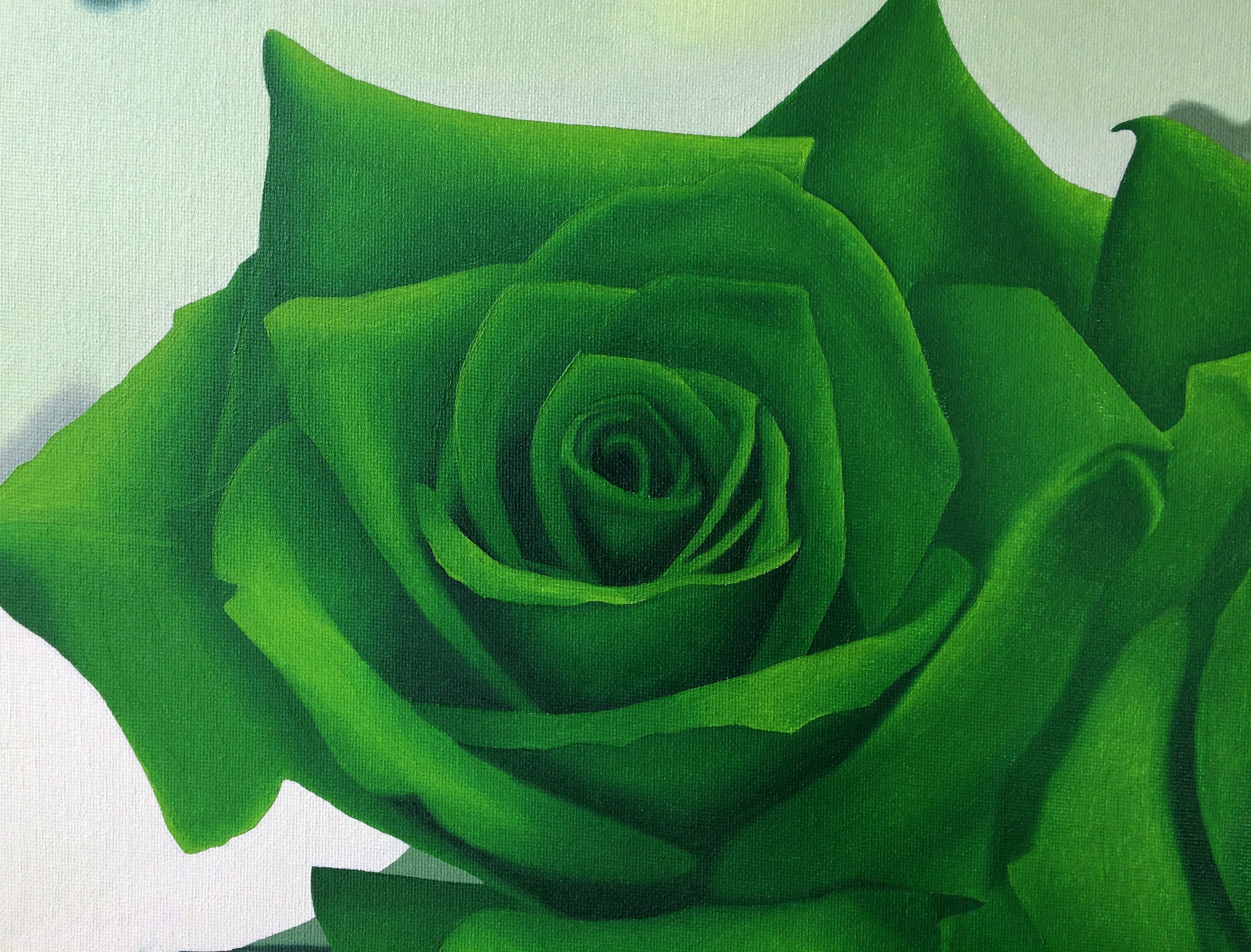 Green Roses Original Oil Painting on Canvas Photorealistic - Etsy UK