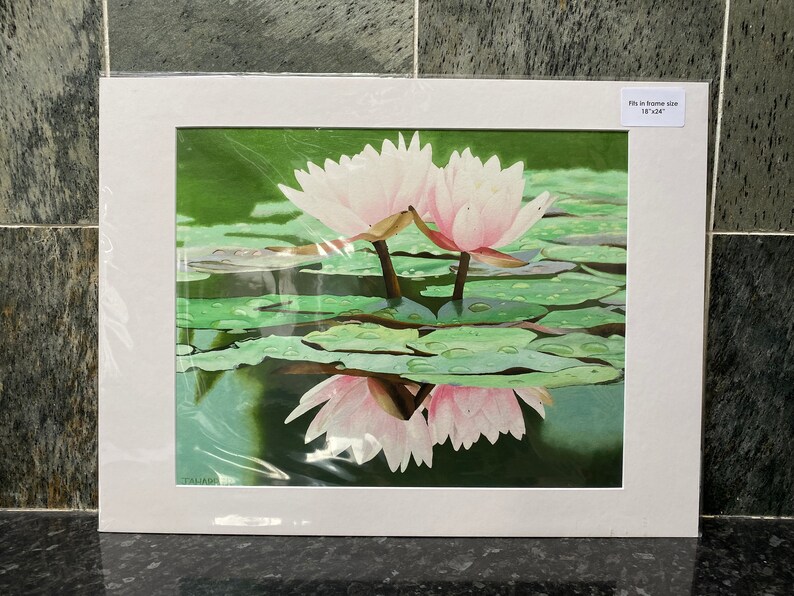 Lotus Flower, limited edition giclee print, green wall art, floral, flowers image 2