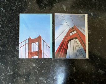 Art Greetings Cards, Golden Gate Bridge, San Francisco, red bridge, red and blue