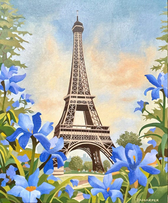 絵画 エッフェル塔とアイリス 絵画 エッフェル塔とアイリス painting