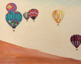 Balloons in the Desert - original oil painting