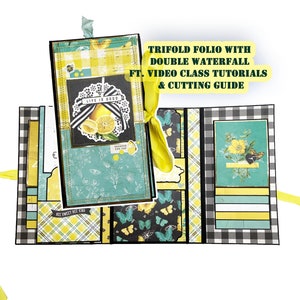 Tutoriel PDF pour mini album à trois volets Lemon, y compris le tutoriel vidéo et le guide de découpe, le tutoriel pour le mini album et la conception du mini album