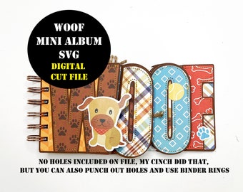 Woof Mini Album SVG Digital File, Dog Mini Album SVG, Dog Album Cut File, Pet Mini Album svg, Svg files for Cutting Machines