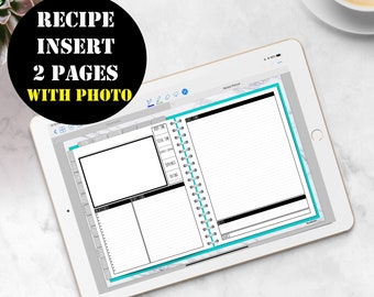 Recipe Cards Insert Printable Digital Download, GoodNotes Planner Insert, Good Notes Digital Recipe Book Template, Recipe Insert 00181