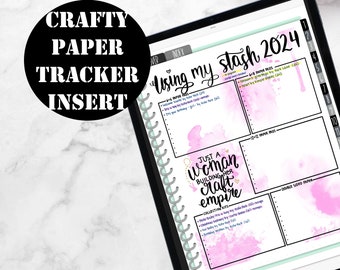 Crafty Tracker, Using up your stash Tracker Insert, Craft Planner Insert Instant Digital Download 00223