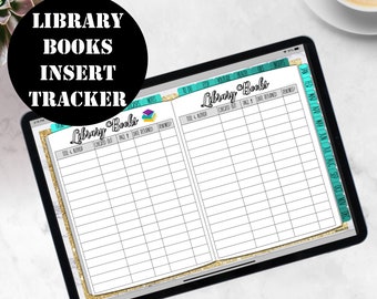 Library Books tracker Insert, Library insert printable, Library Tracker Pages insert, Good Notes Digital planner notebook 00206