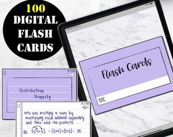 100 Digital Flash  Cards, Digital Study Cards for Goodnotes, Digital Student Planner, Study Note Cards Good Notes, Digital Flashcards 00214