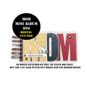 MOM Mini Álbum SVG Archivo Digital, Mini Álbum del Día de las Madres SVG, Archivo de Corte del Álbum de Mamá, Mini Álbum de Madre svg, Archivos Svg para Máquinas de Corte