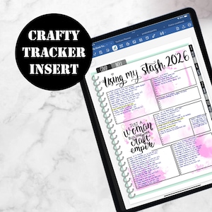 Crafty Tracker, Using up your stash Tracker Insert, Craft Planner Insert Instant Digital Download 00223
