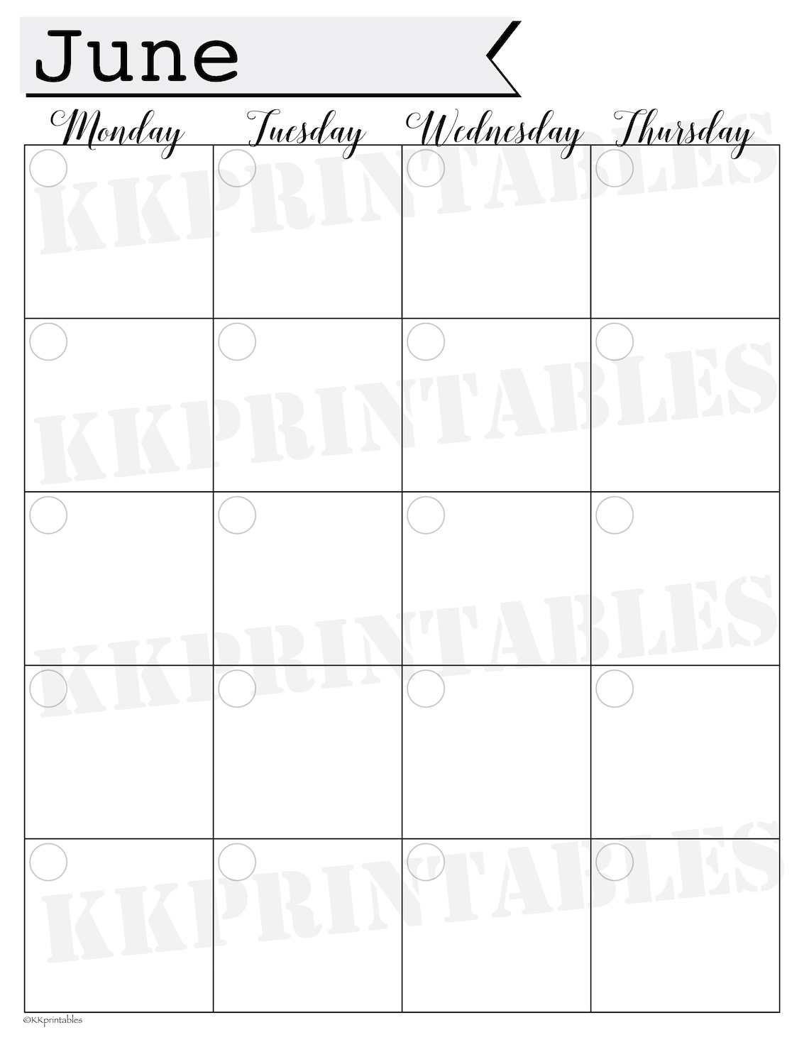 Monday-sunday Monthly Calendar Monthly Digital Planner | Etsy