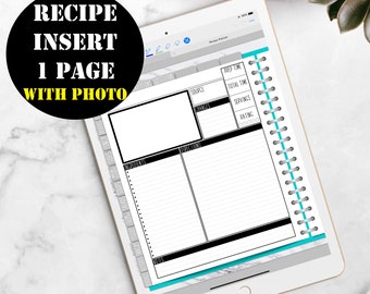 Recipe Cards Insert Printable Digital Download, GoodNotes Planner Insert, Good Notes Digital Recipe Book Template, Recipe Insert 00180