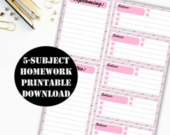 Homework Printable Digital Download // Erin Condren Printable / Planner Instant Download / Planner Insert Digital Download 00055