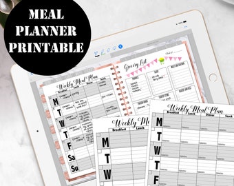 Meal Planner Printable Digital Download, GoodNotes Planner Insert, Erin Condren Life Planner, Good Notes Digital planner notebook  00148