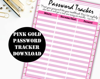 Password Tracker Printable Digital Download // Erin Condren Printable / Plum Paper Printable / Planner Insert Digital Download 00036