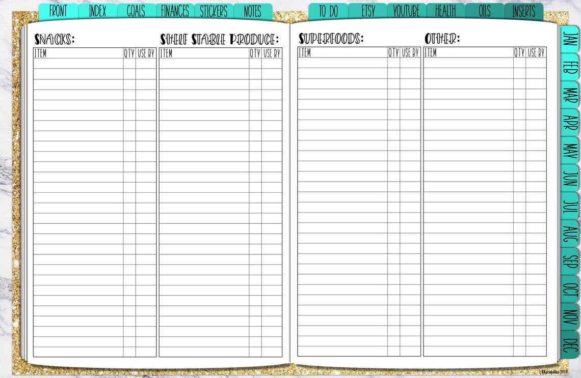 Pantry Inventory Tracker Insert Bundle Pantry Tracker Etsy