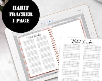 Habit tracker Insert on 1 page, Habit tracker printable, Habit Tracker Pages, Good Notes Digital planner notebook 00157