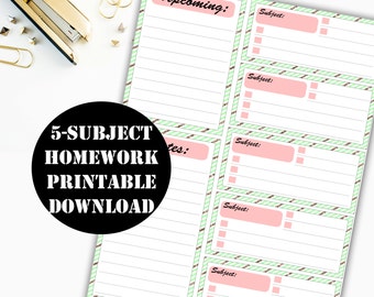 Homework Printable Digital Download // Erin Condren Printable / Planner Instant Download / Planner Insert Digital Download 00054