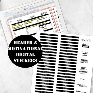 Digital Planner Stickers, Digital Headers Sticker Kit, Motivational stickers, motivational digital stickers 00165