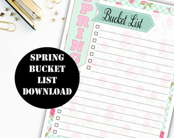 Spring Bucket List Printable Digital Download // Erin Condren Printable / Plum Paper Printable / Planner Insert Digital Download 00139