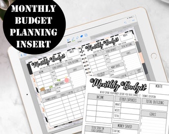 Monthly Budget Planner Insert, Budget tracker printable, Monthly budget planning inserts, Good Notes Digital planner budget insert 00192