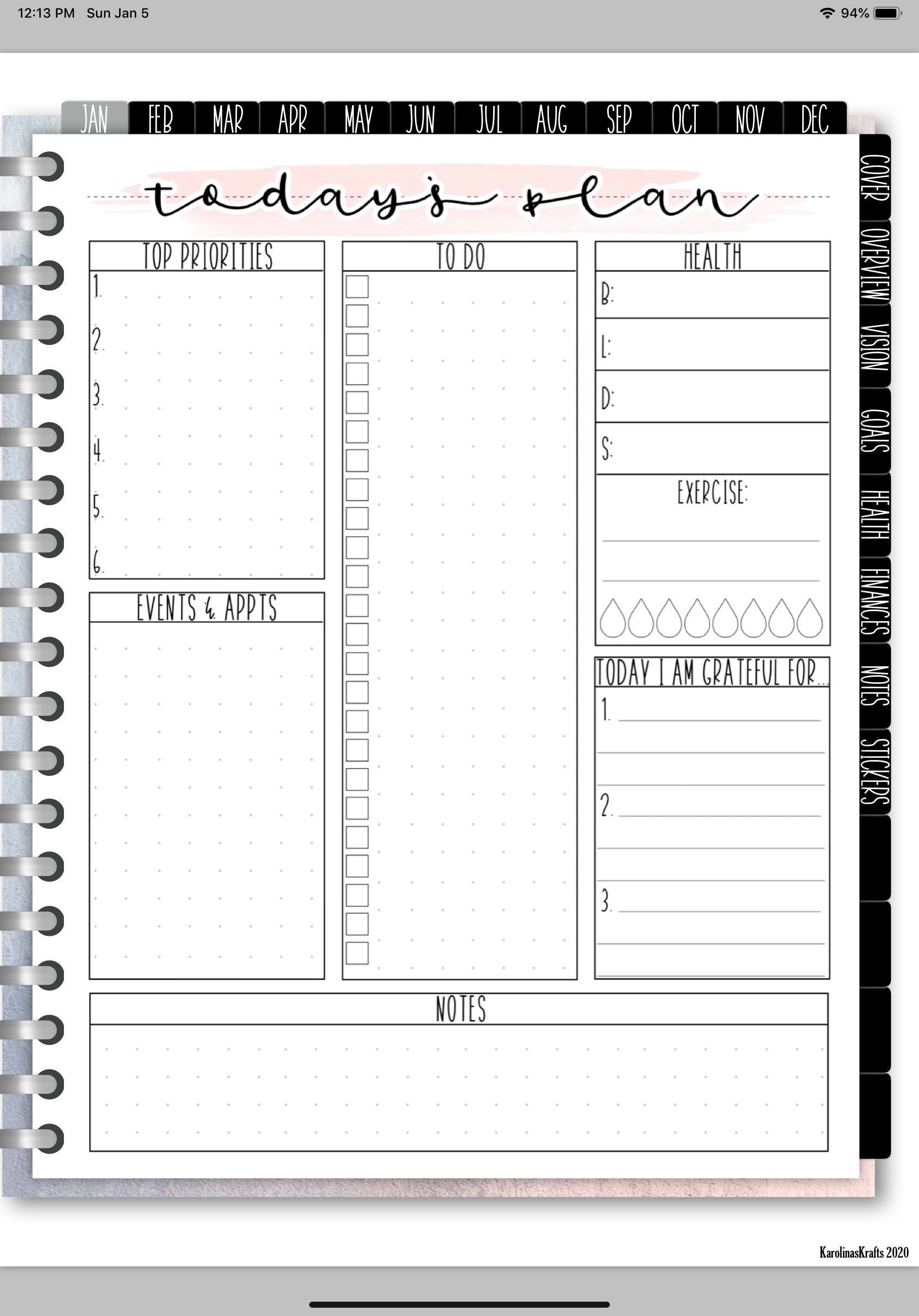 Daily Planning Insert on 1 Page Today's Plan Printable - Etsy