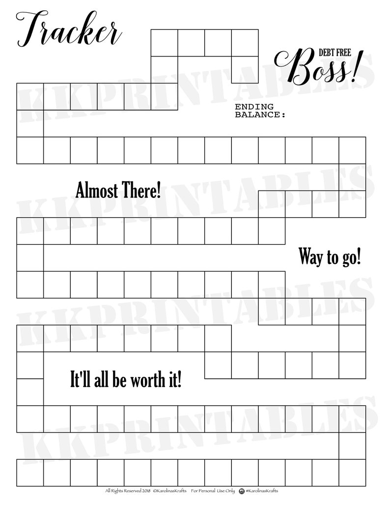 Debt Tracker Printable Debt Repayment Tracker Insert Debt Etsy