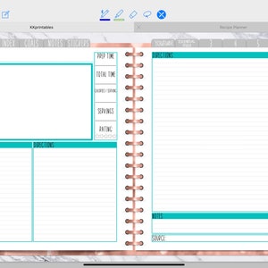 Recipe Cards Insert Printable Digital Download, GoodNotes Planner Insert, Good Notes Digital Recipe Book Template, Recipe Insert 00175 image 2