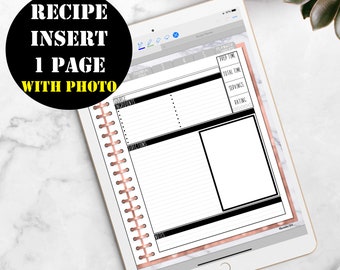 Recipe Cards Insert Printable Digital Download, GoodNotes Planner Insert, Good Notes Digital Recipe Book Template, Recipe Insert 00178