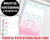 Digital Notebook Goodnotes, Digital Journal Goodnotes, Vertical Digital Planner Goodnotes on iPad Pro with 6 Subjects, 00187